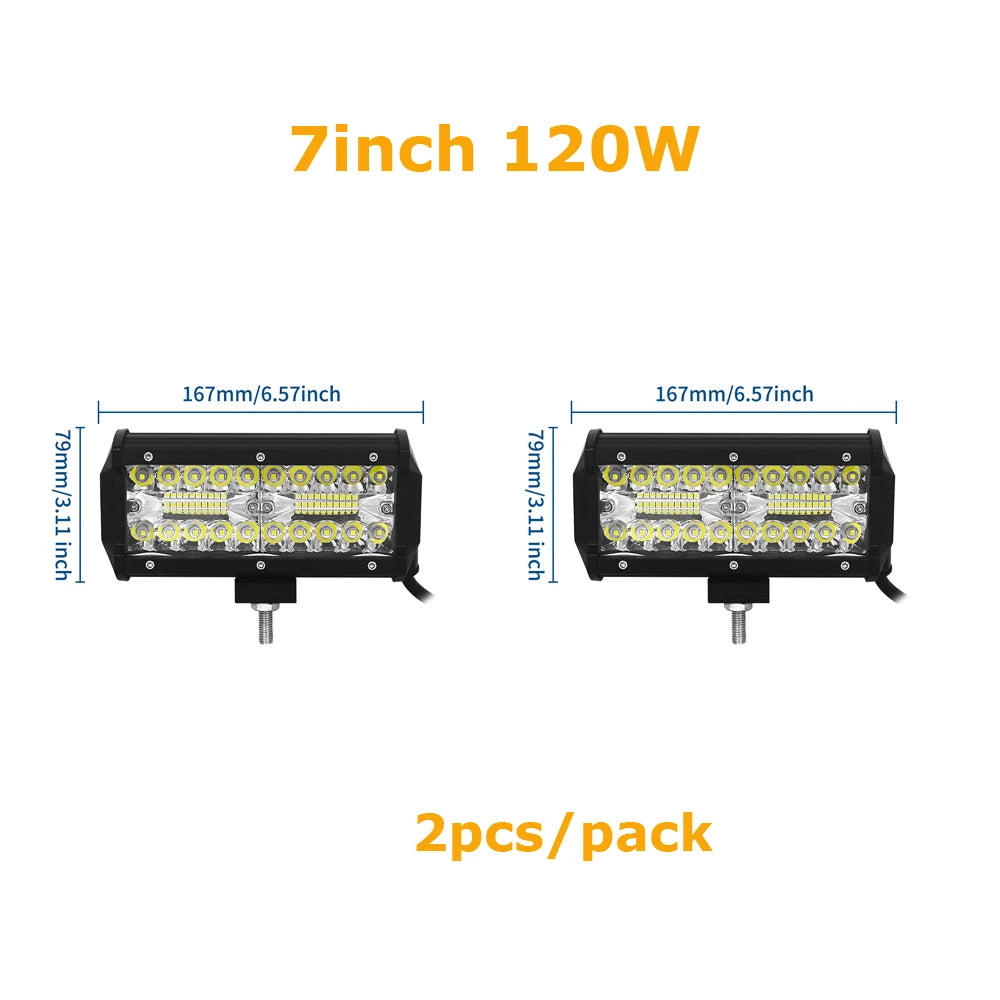 4-23 Inch 240W 360W 420W 480W LED Light Bar 8D Offroad Lamp Combo 3-Rows 12V 24V Truck SUV ATV 4WD 4x4