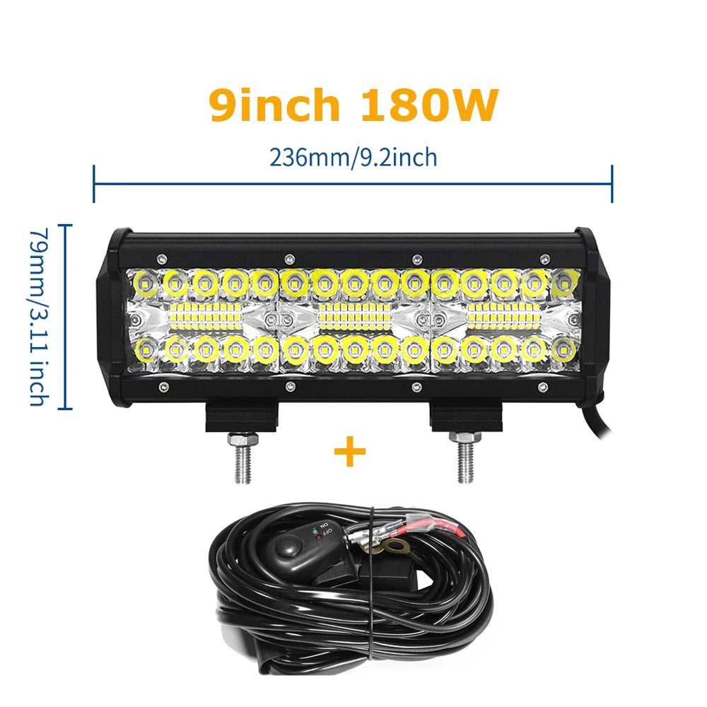 4-23 Inch 240W 360W 420W 480W LED Light Bar 8D Offroad Lamp Combo 3-Rows 12V 24V Truck SUV ATV 4WD 4x4