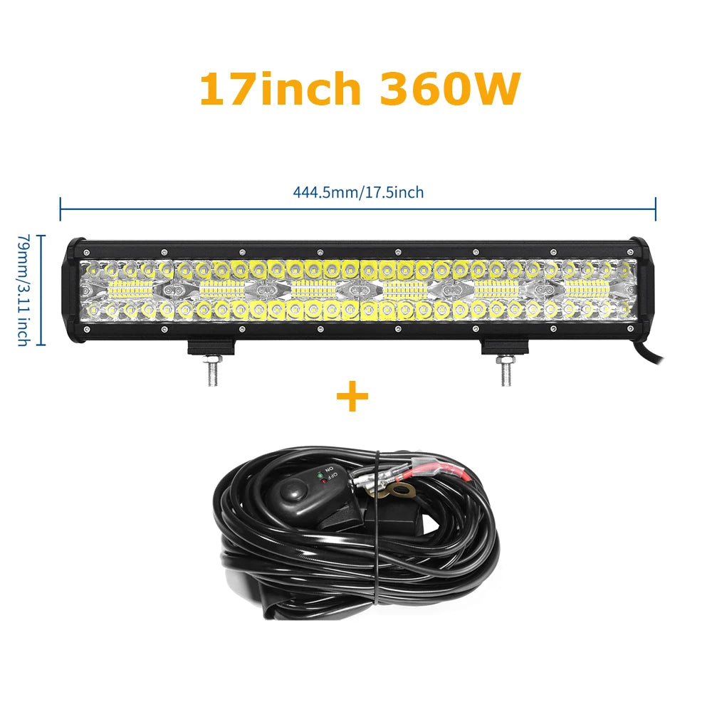4-23 Inch 240W 360W 420W 480W LED Light Bar 8D Offroad Lamp Combo 3-Rows 12V 24V Truck SUV ATV 4WD 4x4