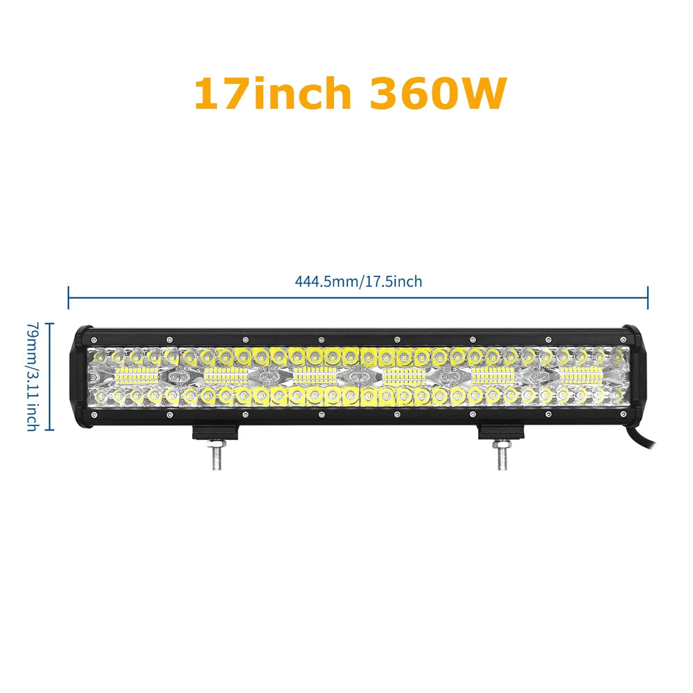 4-23 Inch 240W 360W 420W 480W LED Light Bar 8D Offroad Lamp Combo 3-Rows 12V 24V Truck SUV ATV 4WD 4x4