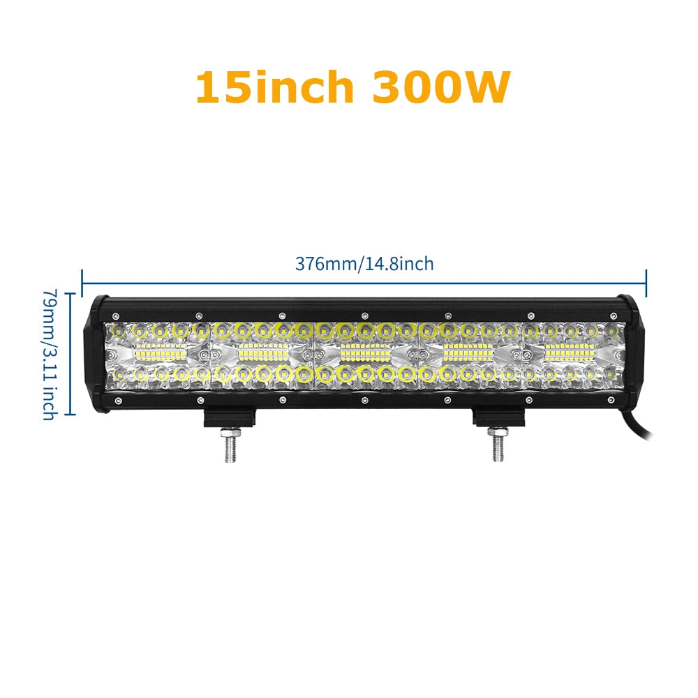 4-23 Inch 240W 360W 420W 480W LED Light Bar 8D Offroad Lamp Combo 3-Rows 12V 24V Truck SUV ATV 4WD 4x4