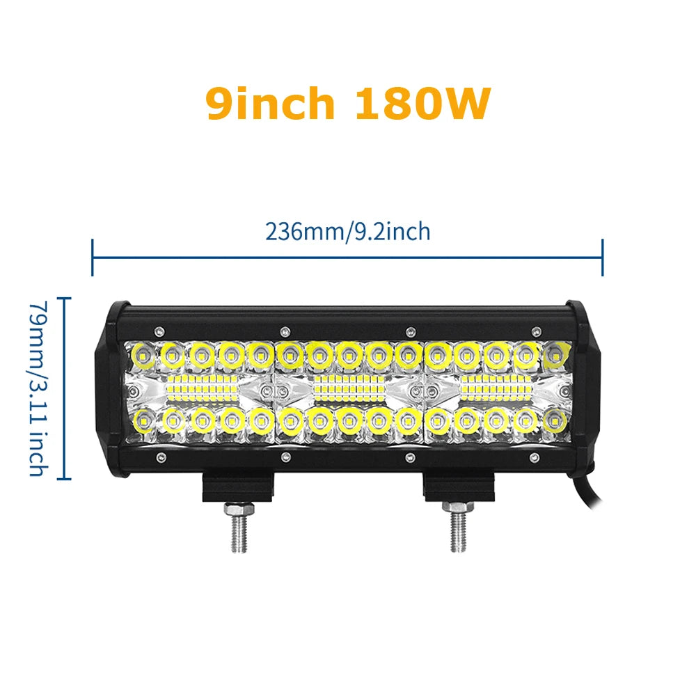 4-23 Inch 240W 360W 420W 480W LED Light Bar 8D Offroad Lamp Combo 3-Rows 12V 24V Truck SUV ATV 4WD 4x4