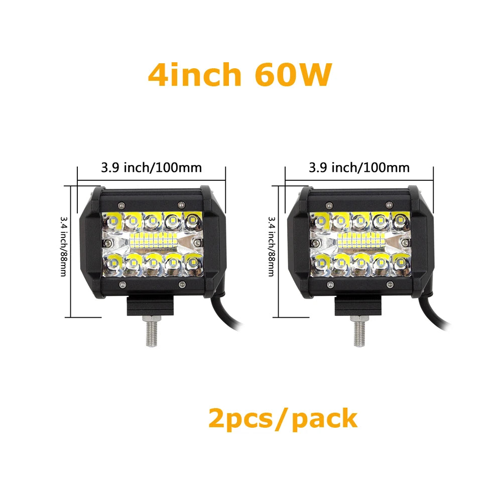 4-23 Inch 240W 360W 420W 480W LED Light Bar 8D Offroad Lamp Combo 3-Rows 12V 24V Truck SUV ATV 4WD 4x4