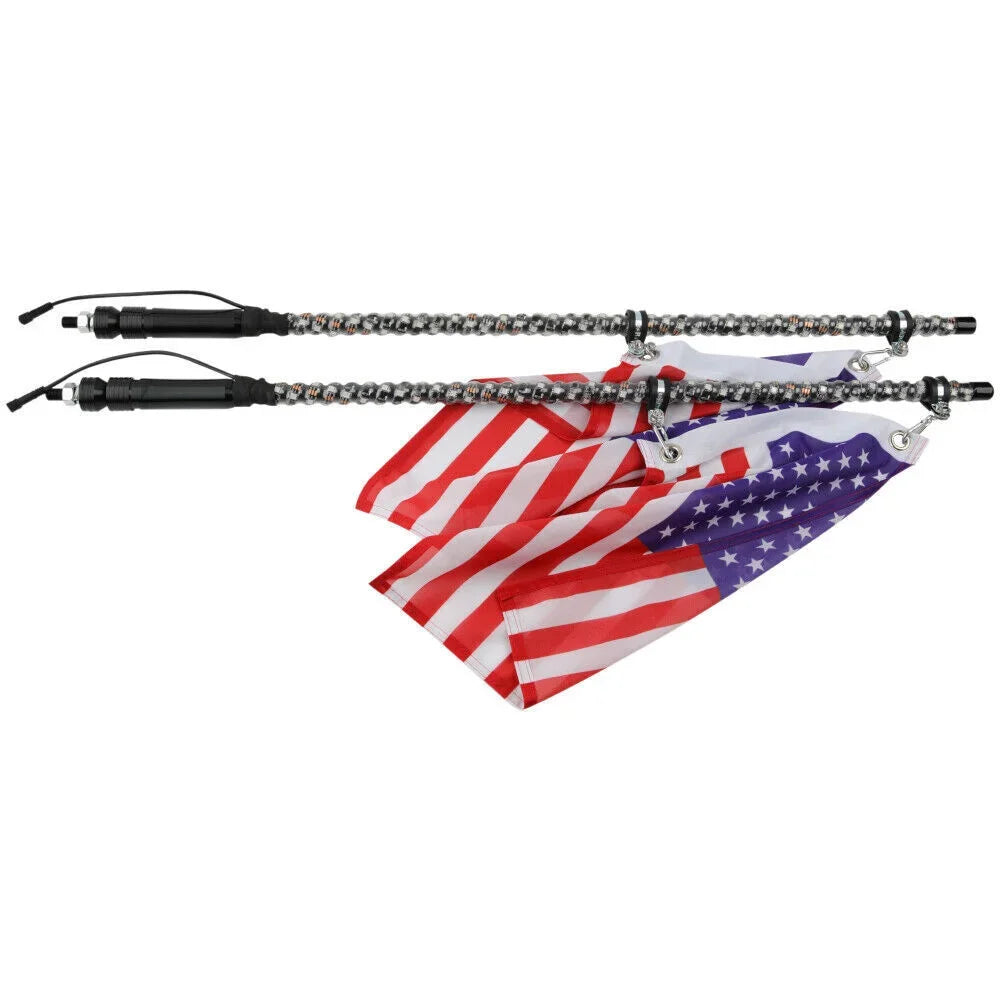 Car Motorcycle 2FT Led Whip Light Led  RGB Waterproof Bendable Remote APP Music Control LED Flagpole Lamp for SUV ATV UTV RZR