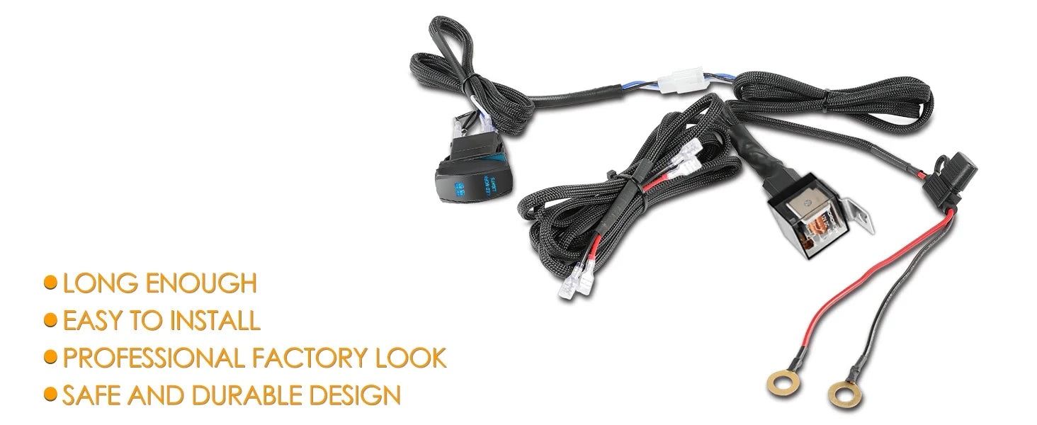 16.4FT / 14.8FT / 5.5FT LED Light Bar Wiring Harness Kit Universal LED Wiring Harness 12V 40A Relay On Off Switch Wiring Harnes