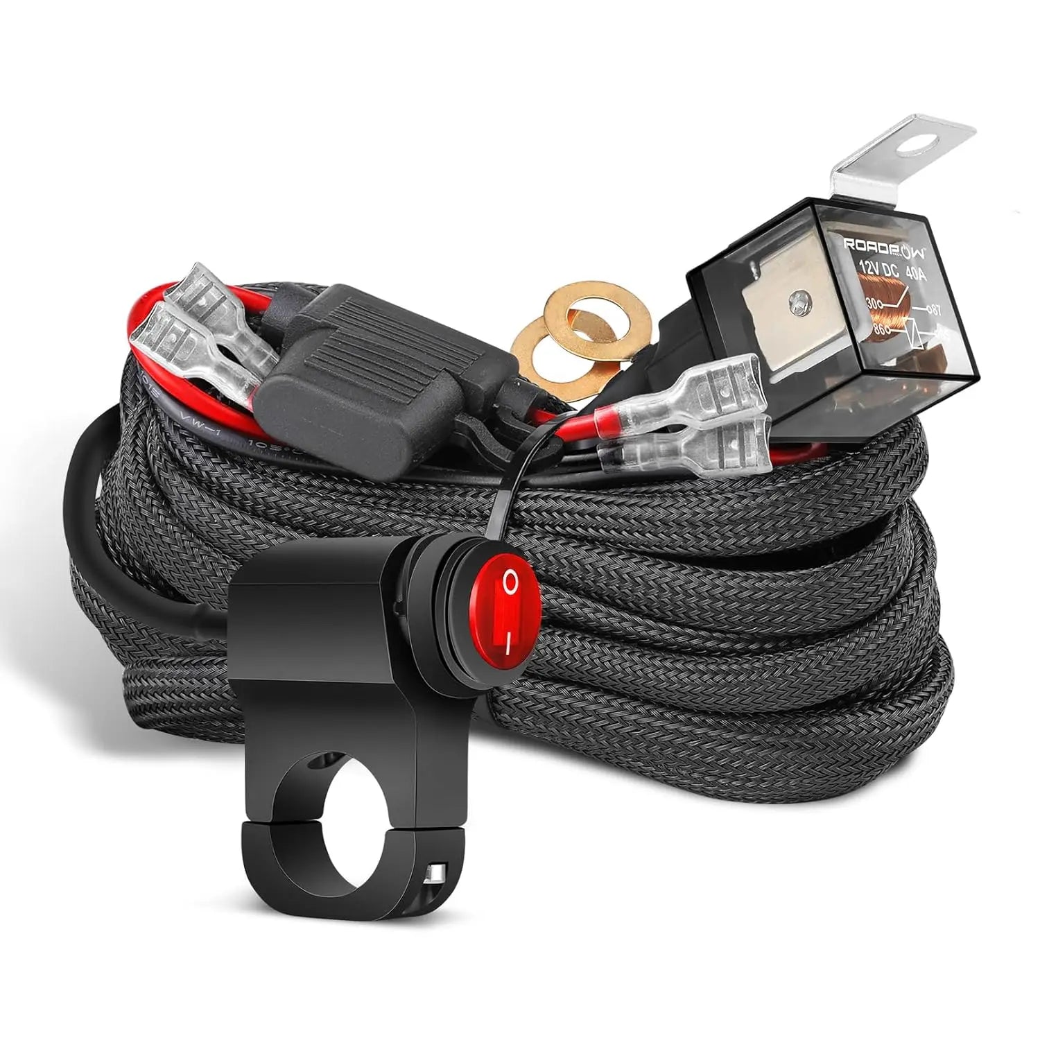 16.4FT / 14.8FT / 5.5FT LED Light Bar Wiring Harness Kit Universal LED Wiring Harness 12V 40A Relay On Off Switch Wiring Harnes