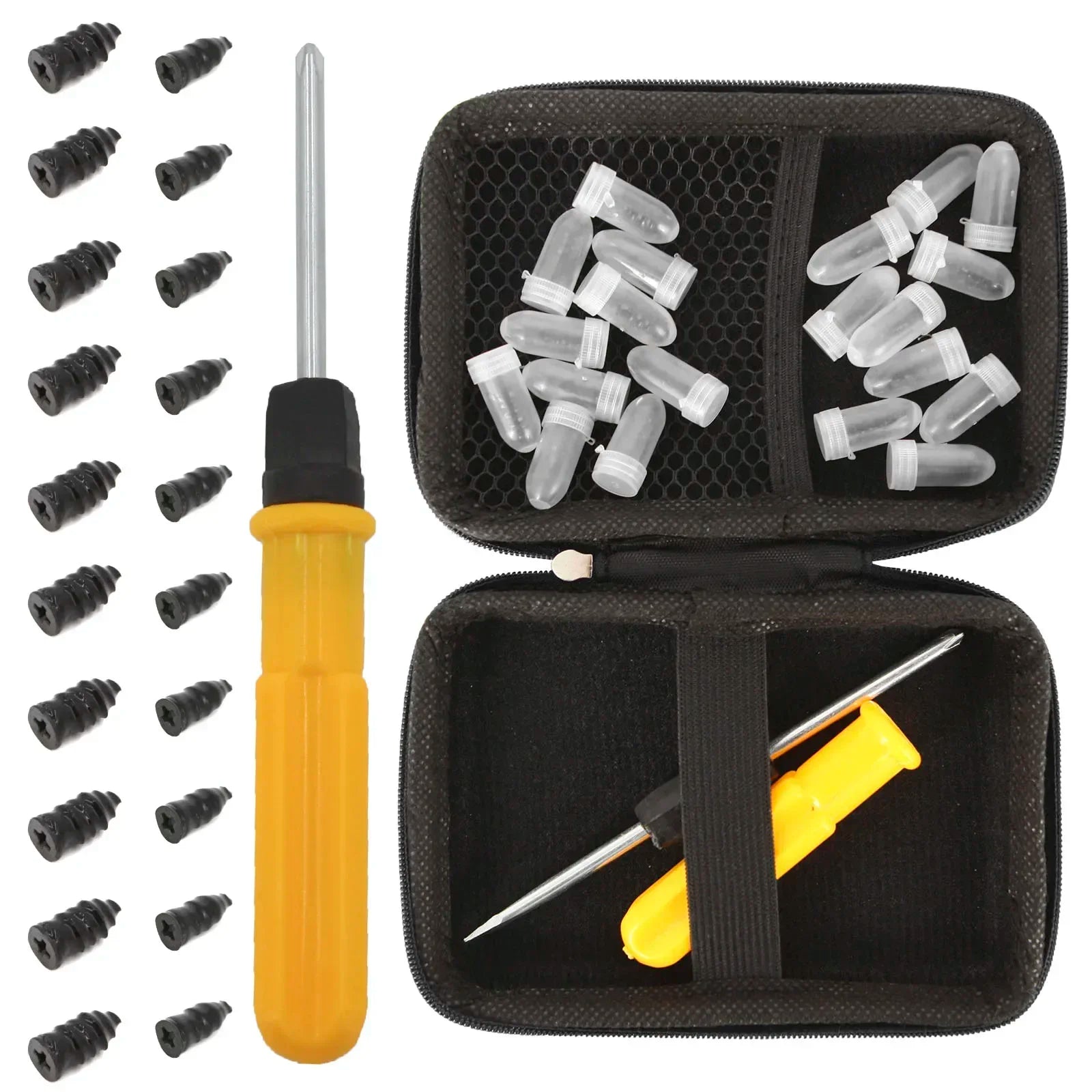 NEW Tubeless Tire Repair Kit - Emergency Puncture Tools w/Rubber T-Plugs for Car/Motorcycle On-Road Vacuum Seal