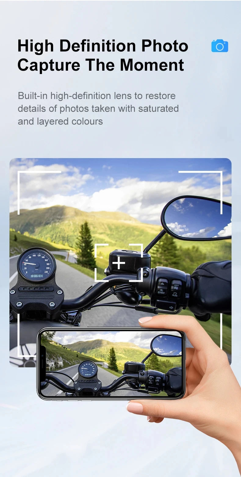 Motorcycle Bluetooth Helmet Headset Bt5.3 with Hd Driving Recorder Wireless Camera 1080P Hard Disk Video Recorder Call Headset