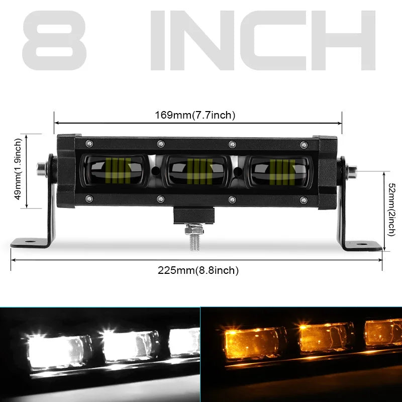 6D lens Slim LED Light Bar 8'' 14'' 20inch Truck work Light Amber DRL fog lamp off road accessories 4x4 for Jeep ATV 12V 24V