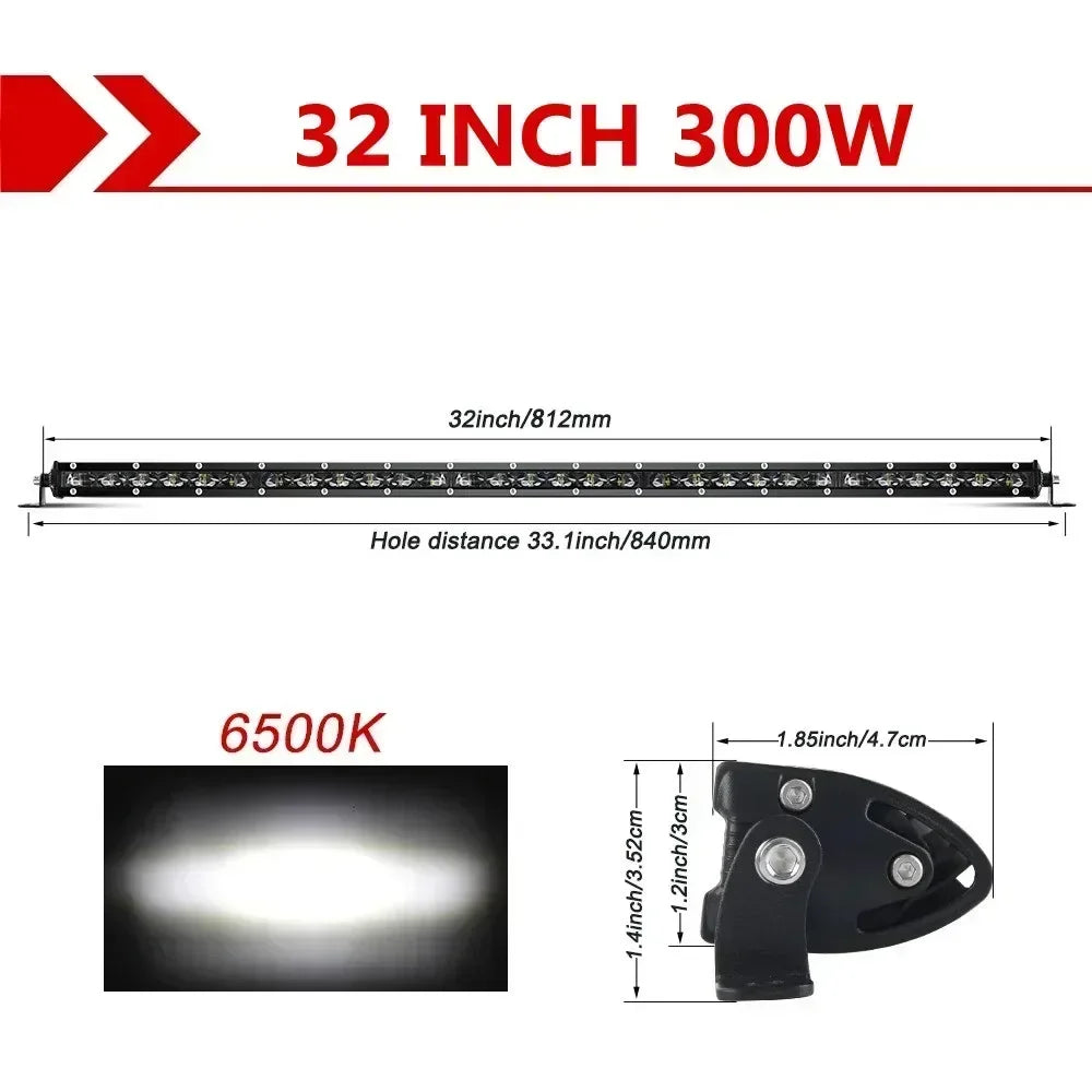 6D Ultra Strip LED Light Bar 8" 14" 20" inch Driving Fog Lamp Work Light 4x4 Led Bar for Motorcycle Car Offroad SUV ATV Tractor