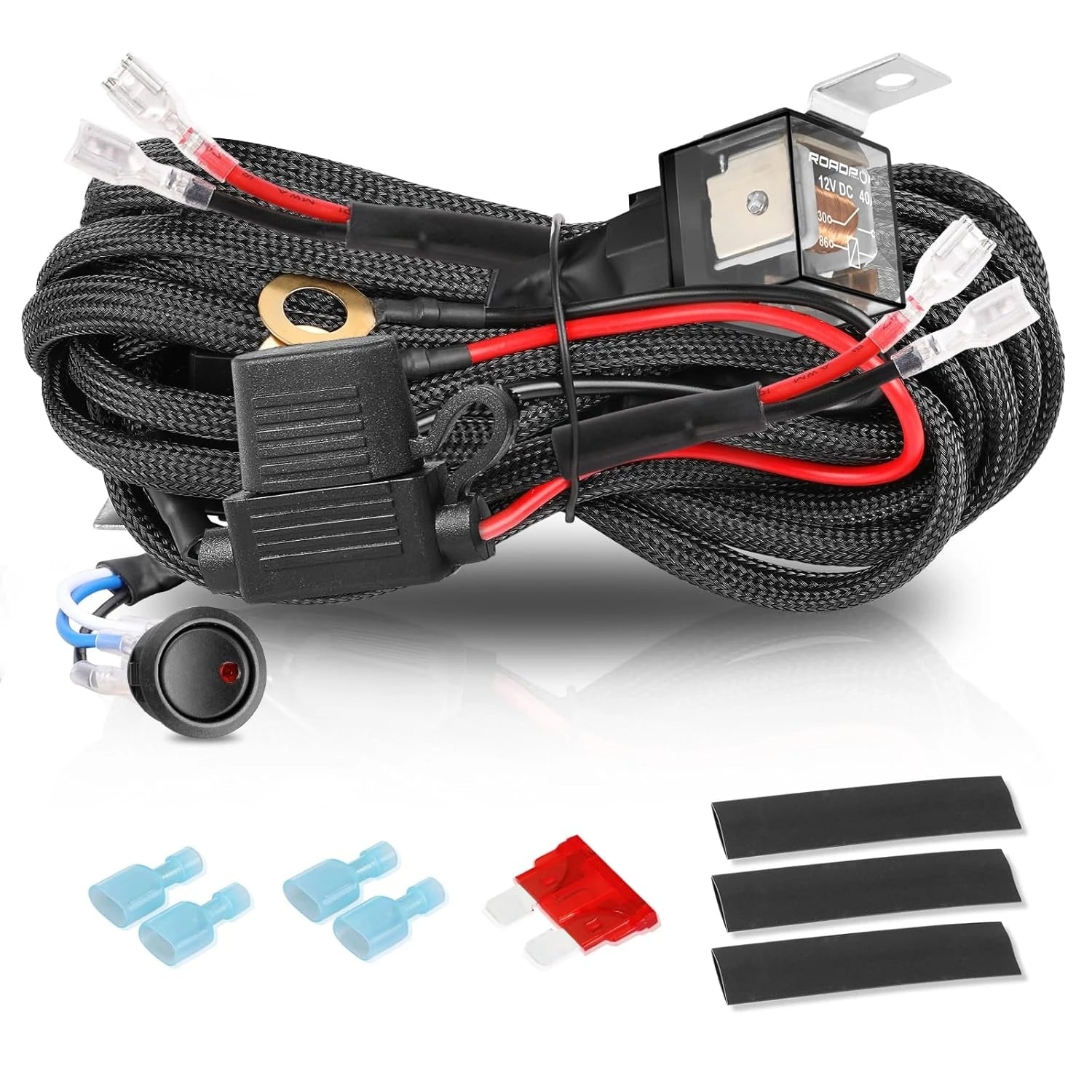 16.4FT / 14.8FT / 5.5FT LED Light Bar Wiring Harness Kit Universal LED Wiring Harness 12V 40A Relay On Off Switch Wiring Harnes