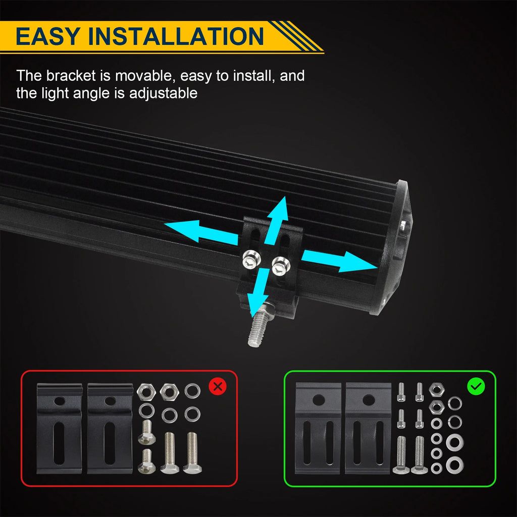 4-23 Inch 240W 360W 420W 480W LED Light Bar 8D Offroad Lamp Combo 3-Rows 12V 24V Truck SUV ATV 4WD 4x4