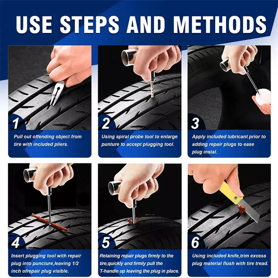 Car Tire Repair Tool Tire Repair Kit Studding Tool Set Auto Bike Motorcycle Tire Repair Puncture Plug Car Accessories