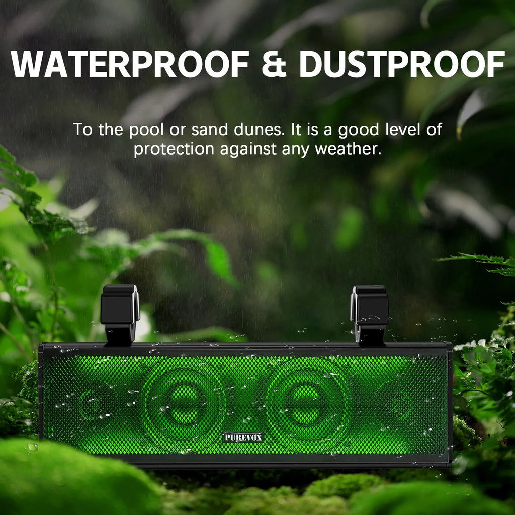 UTV/ATV 17" Bluetooth Sound Bar 4 Speaker Amplified Audio Waterproof with Multi-color Lighting for Golfcart Can Am