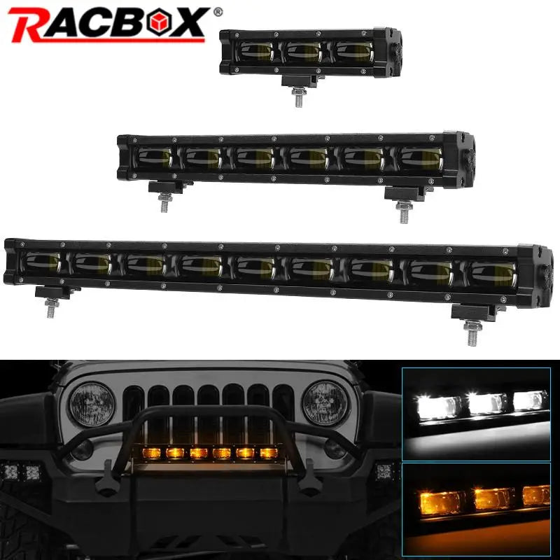6D lens Slim LED Light Bar 8'' 14'' 20inch Truck work Light Amber DRL fog lamp off road accessories 4x4 for Jeep ATV 12V 24V