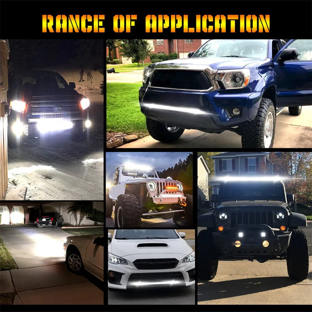 6D Ultra Strip LED Light Bar 8" 14" 20" inch Driving Fog Lamp Work Light 4x4 Led Bar for Motorcycle Car Offroad SUV ATV Tractor