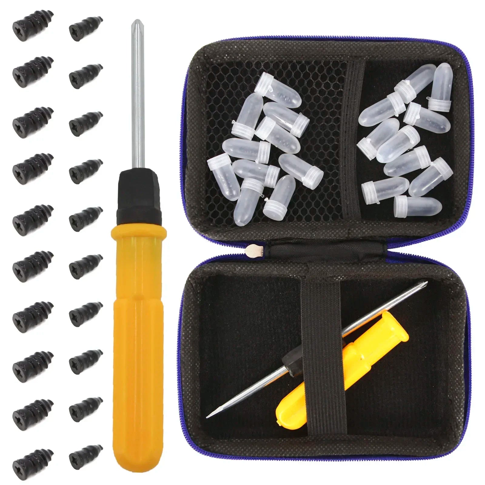 NEW Tubeless Tire Repair Kit - Emergency Puncture Tools w/Rubber T-Plugs for Car/Motorcycle On-Road Vacuum Seal