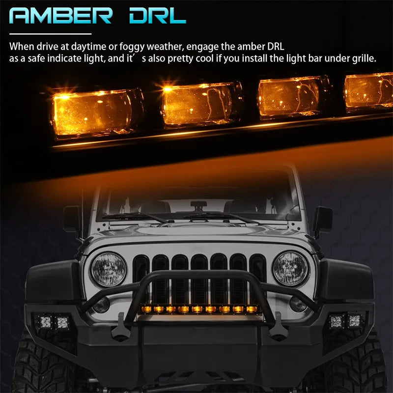 6D lens Slim LED Light Bar 8'' 14'' 20inch Truck work Light Amber DRL fog lamp off road accessories 4x4 for Jeep ATV 12V 24V
