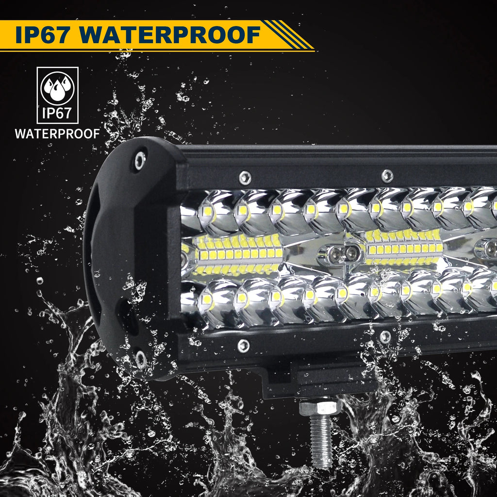 4-23 Inch 240W 360W 420W 480W LED Light Bar 8D Offroad Lamp Combo 3-Rows 12V 24V Truck SUV ATV 4WD 4x4