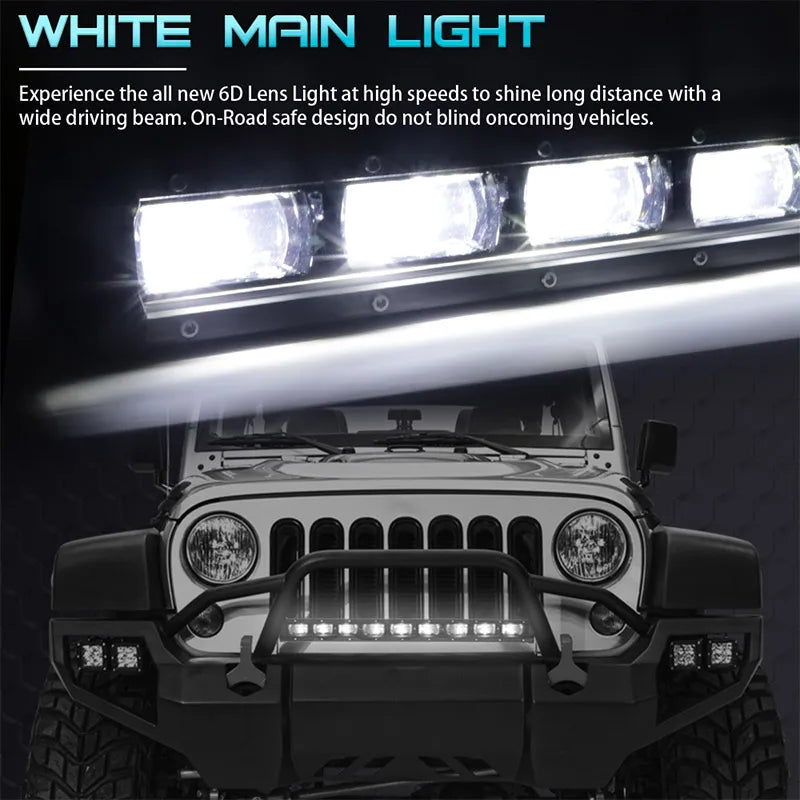 6D lens Slim LED Light Bar 8'' 14'' 20inch Truck work Light Amber DRL fog lamp off road accessories 4x4 for Jeep ATV 12V 24V