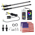 2ft RGB LED Whip Lights Flag Pole RF Remote Control / APP RGB Lamp for Jeep RZR ATV UTV  Offroad Boat Car Truck SUV
