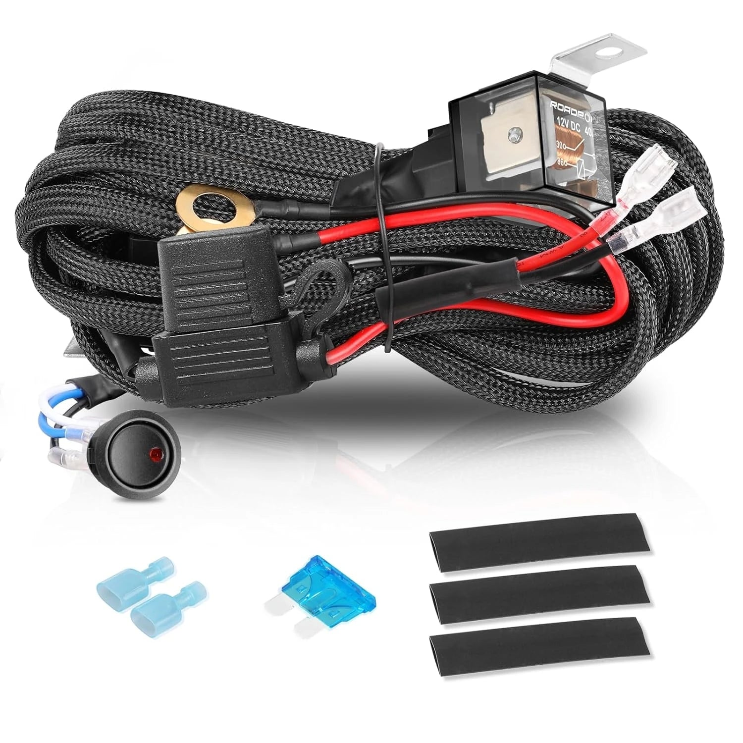 16.4FT / 14.8FT / 5.5FT LED Light Bar Wiring Harness Kit Universal LED Wiring Harness 12V 40A Relay On Off Switch Wiring Harnes