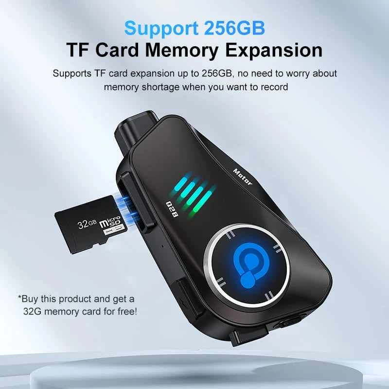 Motorcycle Bluetooth Helmet Headset Bt5.3 with Hd Driving Recorder Wireless Camera 1080P Hard Disk Video Recorder Call Headset
