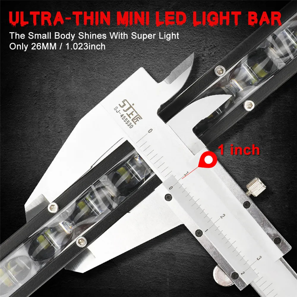 6D Ultra Strip LED Light Bar 8" 14" 20" inch Driving Fog Lamp Work Light 4x4 Led Bar for Motorcycle Car Offroad SUV ATV Tractor