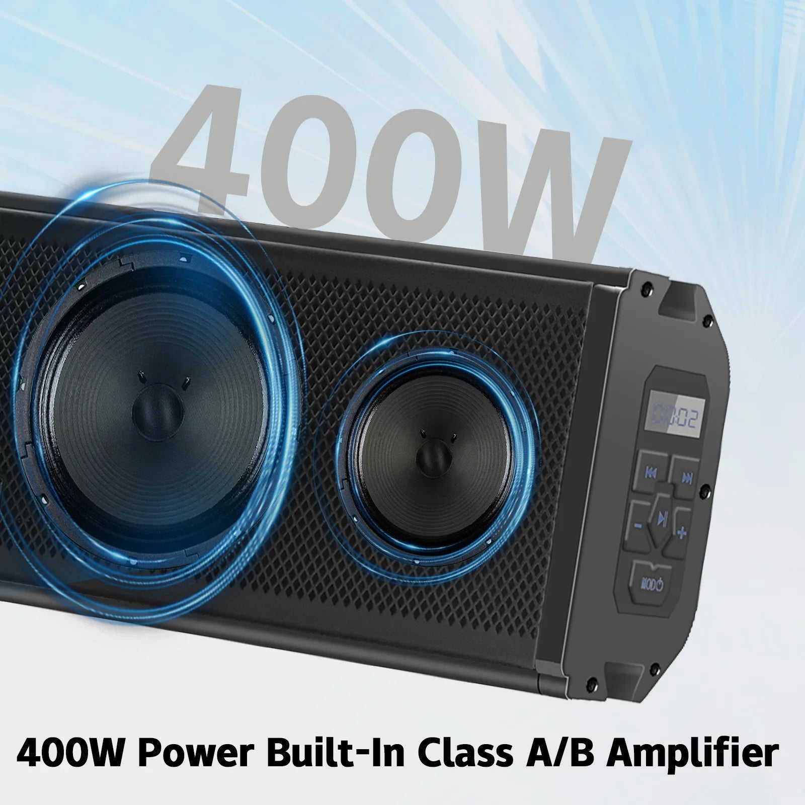 UTV/ATV 17" Bluetooth Sound Bar 4 Speaker Amplified Audio Waterproof with Multi-color Lighting for Golfcart Can Am