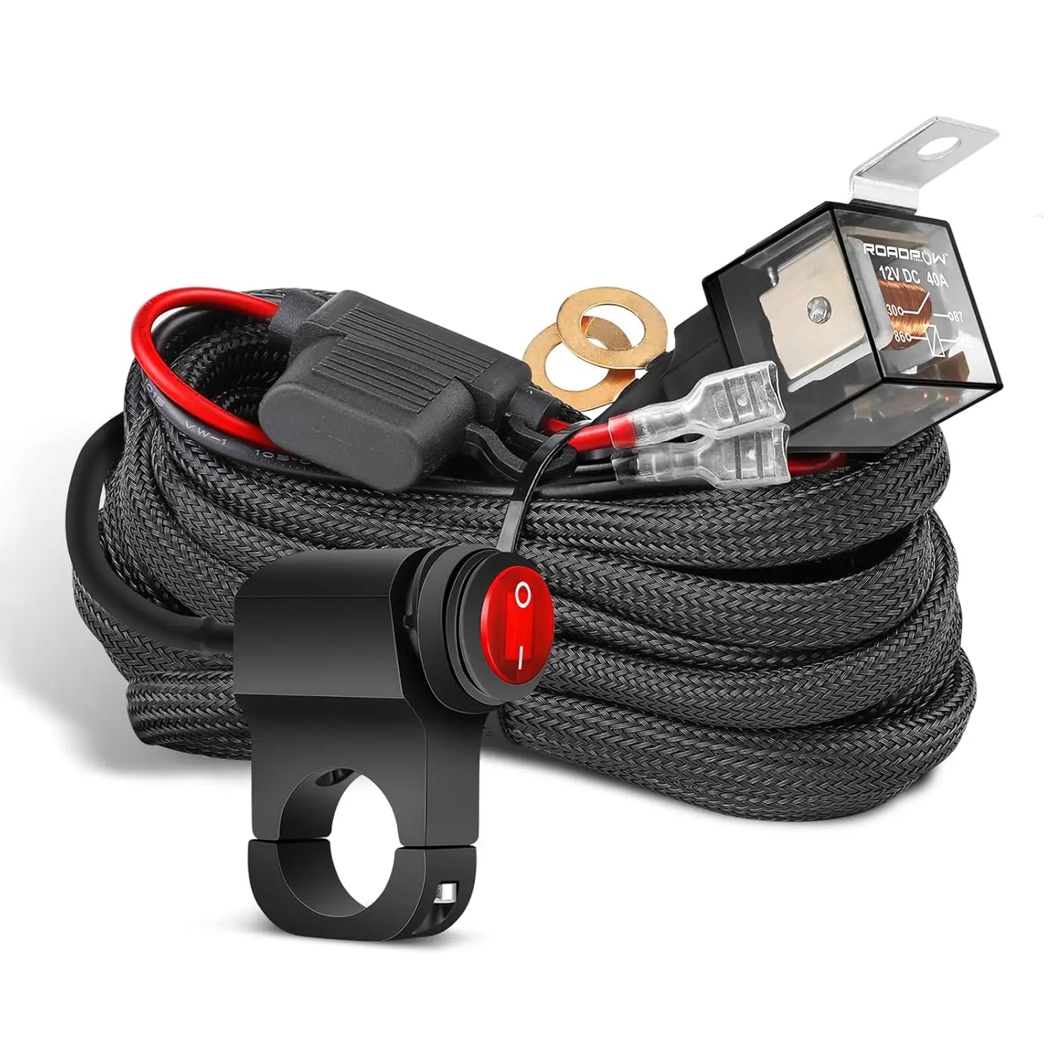 16.4FT / 14.8FT / 5.5FT LED Light Bar Wiring Harness Kit Universal LED Wiring Harness 12V 40A Relay On Off Switch Wiring Harnes