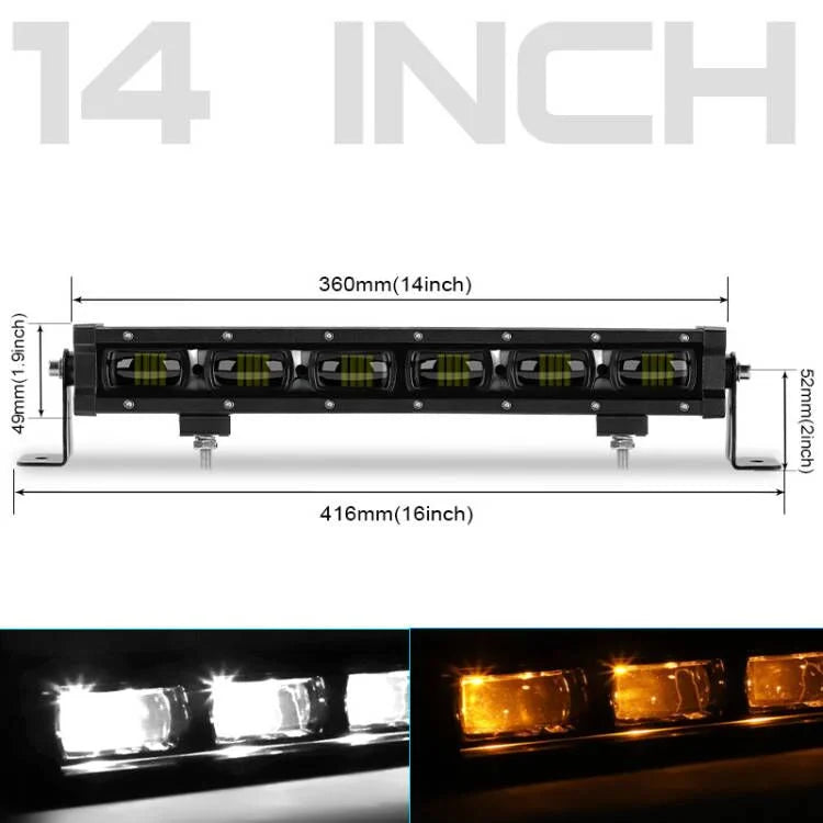6D lens Slim LED Light Bar 8'' 14'' 20inch Truck work Light Amber DRL fog lamp off road accessories 4x4 for Jeep ATV 12V 24V