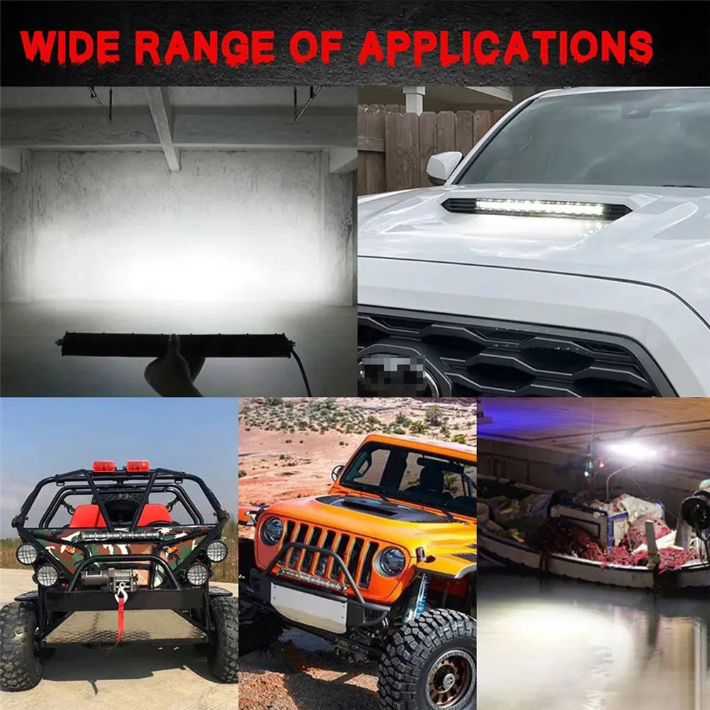 6D Ultra Strip LED Light Bar 8" 14" 20" inch Driving Fog Lamp Work Light 4x4 Led Bar for Motorcycle Car Offroad SUV ATV Tractor