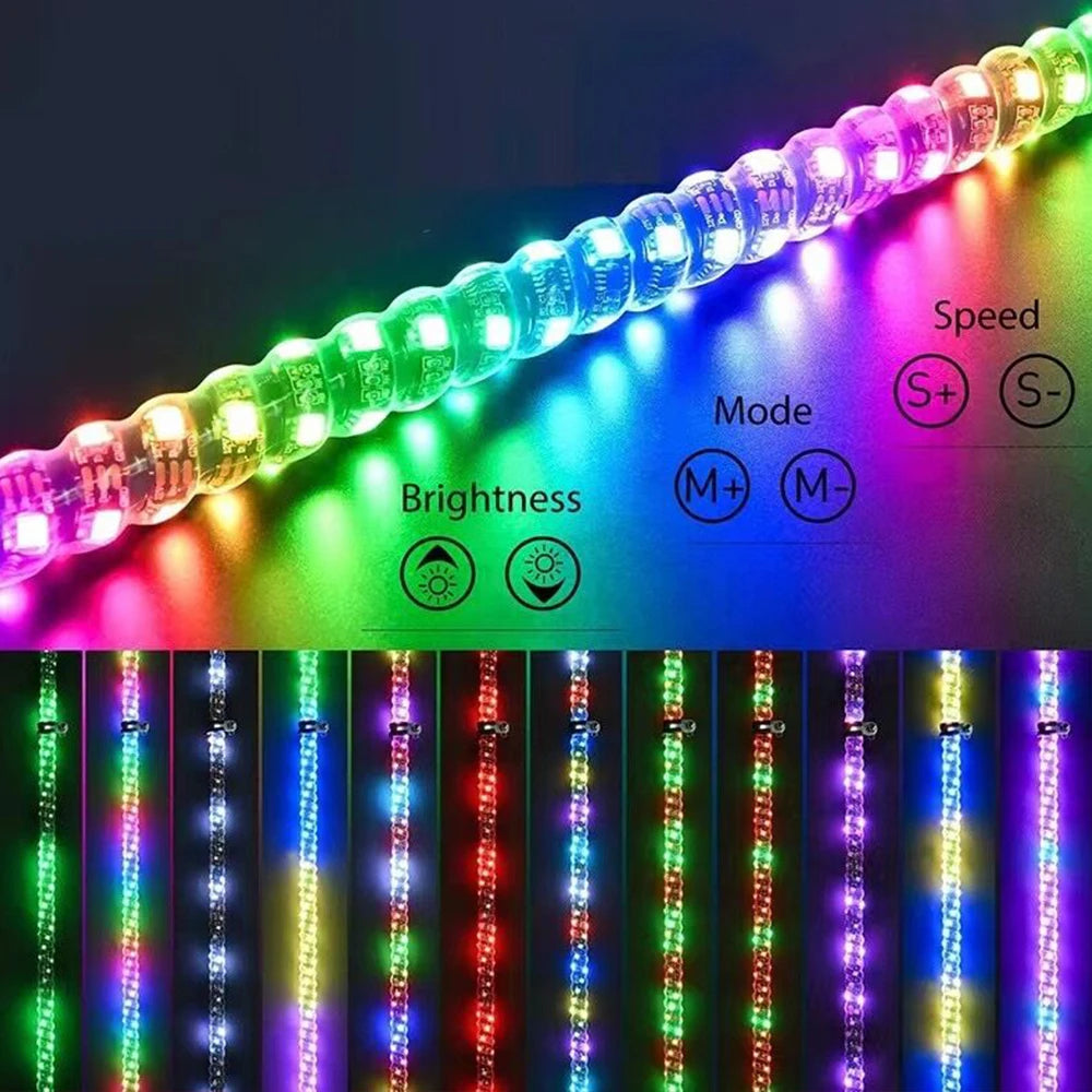 2ft RGB LED Whip Lights Flag Pole RF Remote Control / APP RGB Lamp for Jeep RZR ATV UTV  Offroad Boat Car Truck SUV