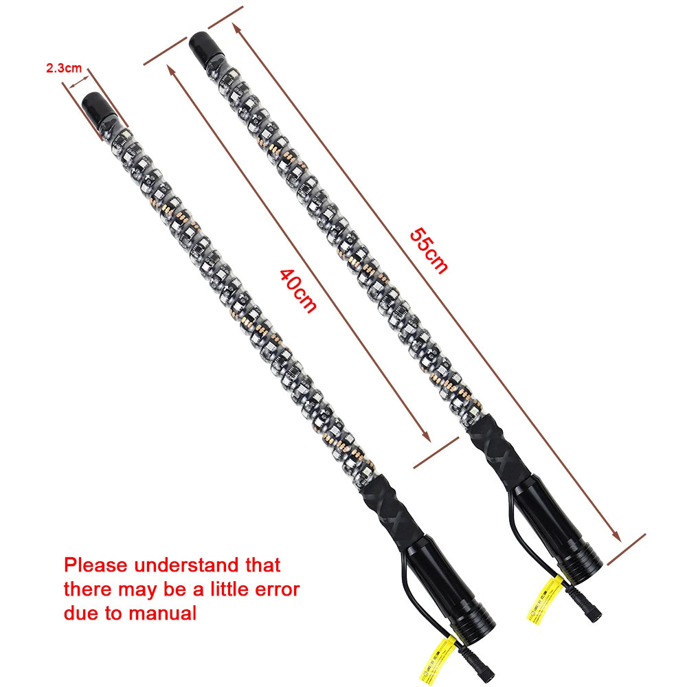 2ft RGB LED Whip Lights Flag Pole RF Remote Control / APP RGB Lamp for Jeep RZR ATV UTV  Offroad Boat Car Truck SUV