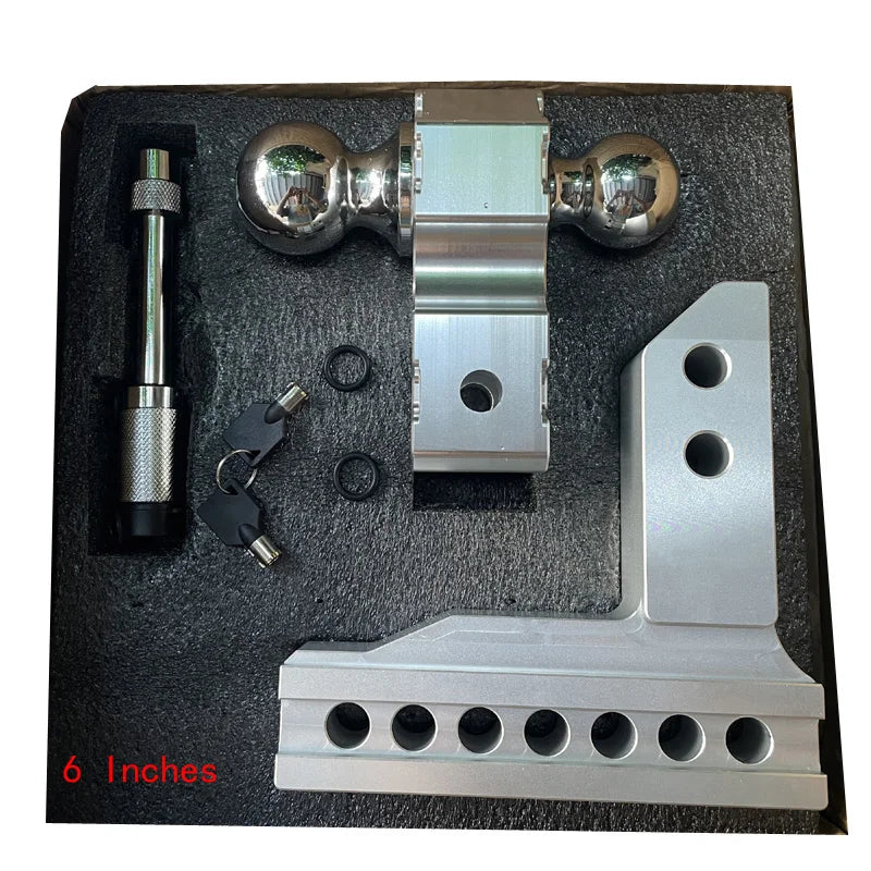 Adjustable Trailer Hitch 2" Receiver 6" Drop/Rise Drop Hitch 12500 LBS GTW Ball Mount 2" 2-5/16" Dual Towing Ball Double Locks