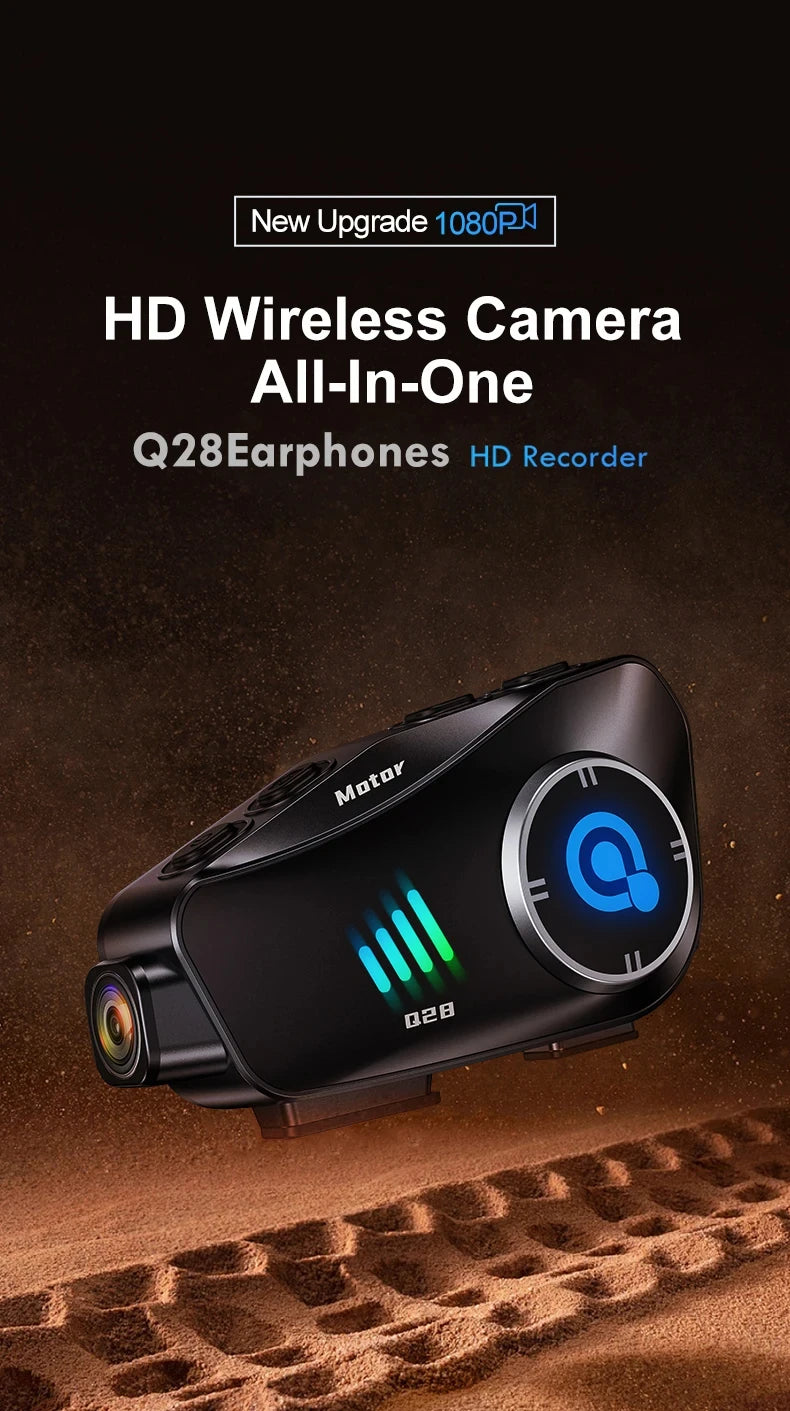 Motorcycle Bluetooth Helmet Headset Bt5.3 with Hd Driving Recorder Wireless Camera 1080P Hard Disk Video Recorder Call Headset