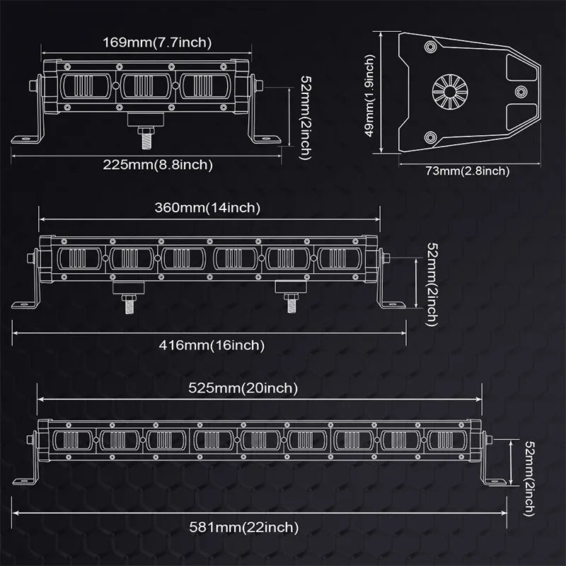 6D lens Slim LED Light Bar 8'' 14'' 20inch Truck work Light Amber DRL fog lamp off road accessories 4x4 for Jeep ATV 12V 24V