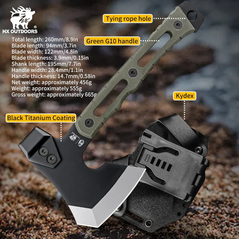 HX OUTDOORS Survival Axe Tomahawk Stainless Steel Outdoor Tool, Hunting Camping Survival Axes Hand Tool Fire Axe ,Hatchet Axes