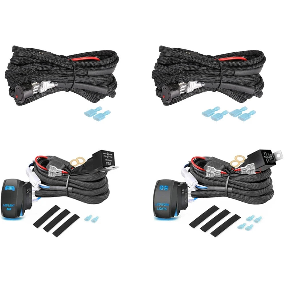 16.4FT / 14.8FT / 5.5FT LED Light Bar Wiring Harness Kit Universal LED Wiring Harness 12V 40A Relay On Off Switch Wiring Harnes